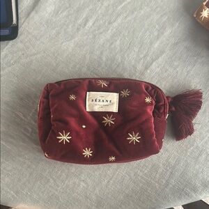Sezane Burgundy Velvet Pouch
